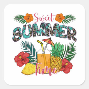 Sweet Summer Time Beach   Tropisch eiland Vierkante Sticker