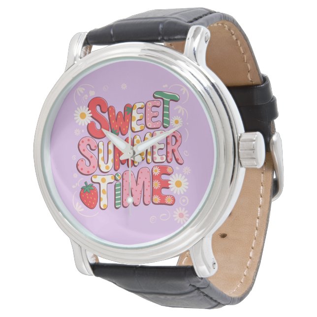 Sweet Summer Time Coquette Aardbei Retro Beach Horloge (Gekanteld)