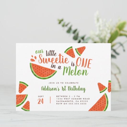Sweet Summer Watermelon One In A Melon Verjaardag Kaart (Staand voorkant)