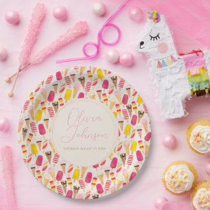 Sweet Summer Waterverf Ice Cream Papieren Bordje