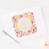Sweet Summer Waterverf Ice Cream Vierkante Sticker (Envelop)