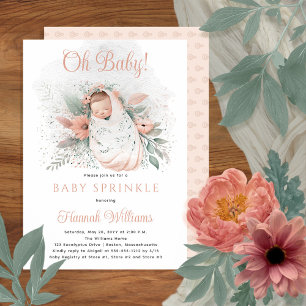 Sweet Swaddled Oh Baby Floral Girl Baby Sprinkle Kaart