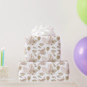  Sweet Swan, Floral Bouquet, Balloons Wrapp Cadeaupapier