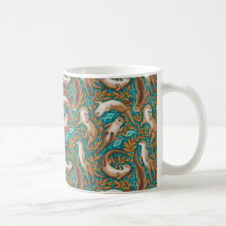 Sweet Swimming Otters in Blauwgroen en Sinaasappel Koffiemok