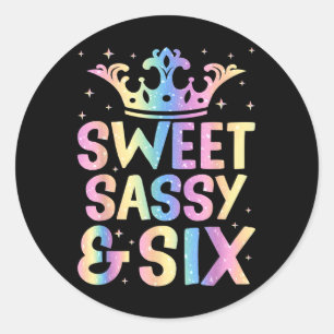 Sweet Sy en zes verjaardag voor meisjes van 6 jaar Ronde Sticker