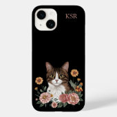 Sweet Tabby Cat with Flowers Case-Mate iPhone Case (Achterkant)