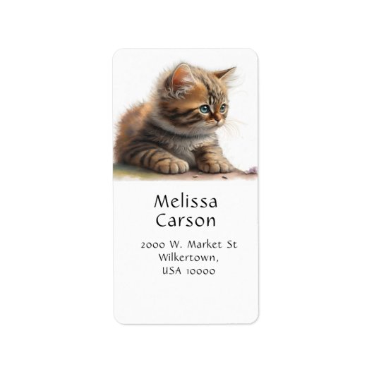 Sweet Tabby Kitten Etiket (Voorkant)