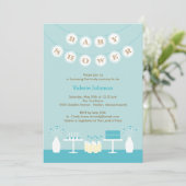 Sweet Table Baby shower Invitation - Blauw Kaart (Staand voorkant)