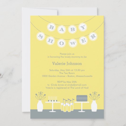 Sweet Table Baby shower Invitation - Geel Kaart (Voorkant)