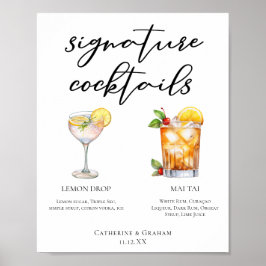Sweet & Tart Signature Cocktails Trouwmenu Poster
