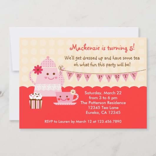Sweet Tea Birthday Party Invitation Kaart (Voorkant)