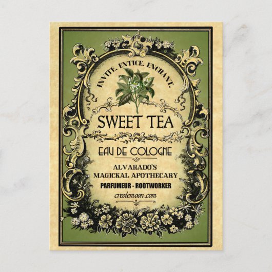 Sweet Tea Eau de Cologne  Label Briefkaart (Voorkant)
