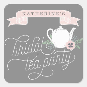 Sweet Tea   Gepersonaliseerde Bridal Tea Party Vierkante Sticker