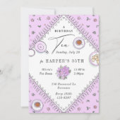 Sweet Tea Party Lavender Birthday Kaart (Voorkant)