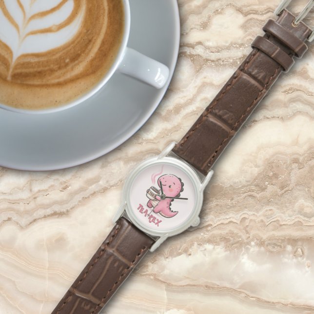 Sweet Tea-Rex aanpasbare Animal Pun Horloge (Sweet Tea-Rex Customizable Dinosaur Animal Pun watch)