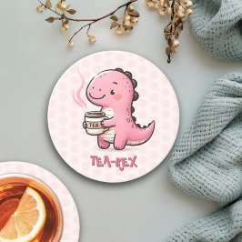 Sweet Tea-Rex aanpasbare dinosaurus Animal Pun Zandsteen Onderzetter