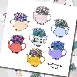Sweet Tea Teapot Pattern Valentijnsdag Kaart