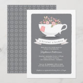 Sweet Teacup rose Floral nuptiale Invitation (Devant / Derrière)