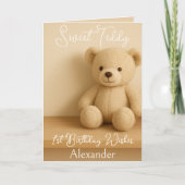 Sweet Teddy 1st Birthday Wishes Kaart (Voorkant)