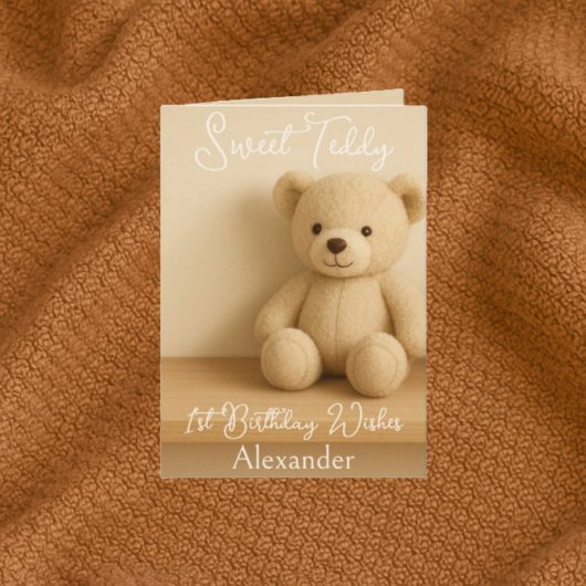 Sweet Teddy 1st Birthday Wishes Kaart