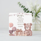 Sweet Teddy Bear Baby Shower Invitation (Debout devant)