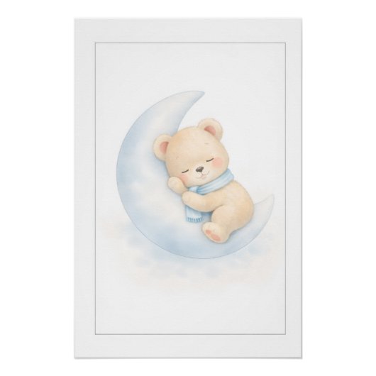Sweet Teddy Bear Illustration – Premium Nursery Wa Perfect Poster (Voorkant)