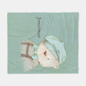 Sweet Teddy Bear Overalls Pet Name Persoonlijk Fleece Deken (Voorkant (Horizontaal))