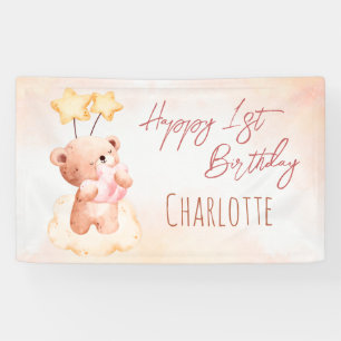 Sweet teddy beer verjaardagsfeest gepersonaliseerd spandoek