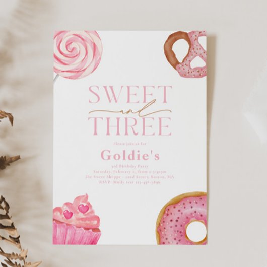 Sweet Three Anniversday Party Invitations