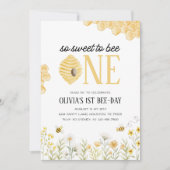 Sweet to Bee One Bee 1e verjaardag Uitnodiging (Voorkant)