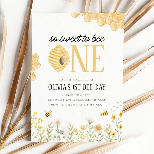 Sweet to Bee One Bee 1er Anniversaire Invitation