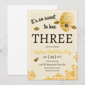 Sweet to Bee Three Honeycomb Bees 3rd Birthday Kaart (Voorkant / Achterkant)