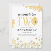 Sweet to Bee Two Bee 2nd Birthday Invitation (Devant)