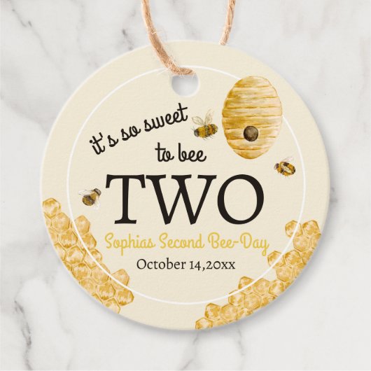 Sweet To Bee Two Second Birthday Bees Honeycomb Bedankjes Labels (Voorkant)