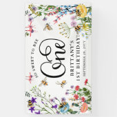 "Sweet-to-Bee" Wilde bloem en bloemBee 1e verjaard Spandoek (Verticaal)