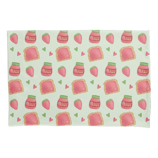 Sweet Toast and Strawberry Jam Pattern Kussensloop (Voorkant)