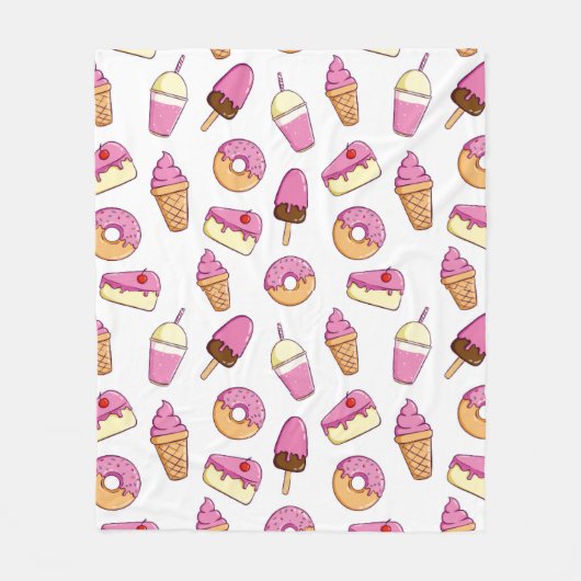 Sweet Tooth Dessert Pattern Fleece Deken (Voorkant)