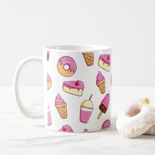 Sweet Tooth Dessert Pattern Koffiemok (Met donut)