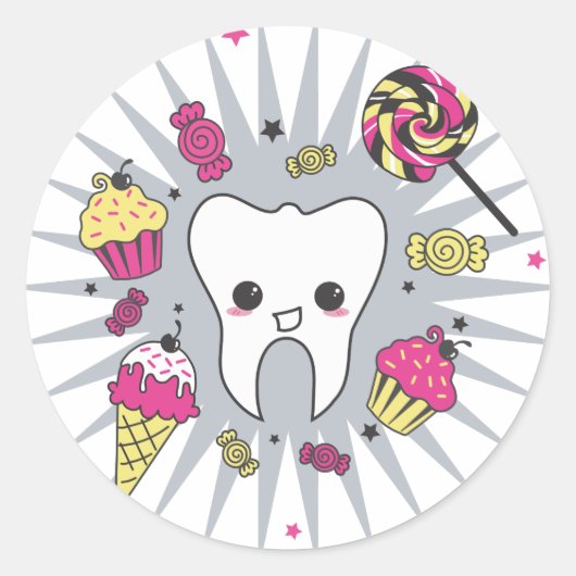 Sweet Tooth Ronde Sticker (Voorkant)