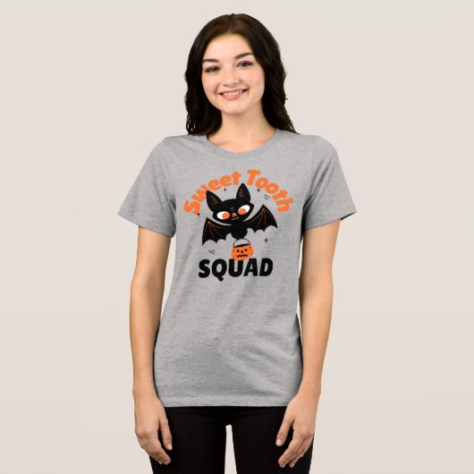 Sweet Tooth Squad Halloween Shirt - Leuke Vleermui (Voorkant volledig)