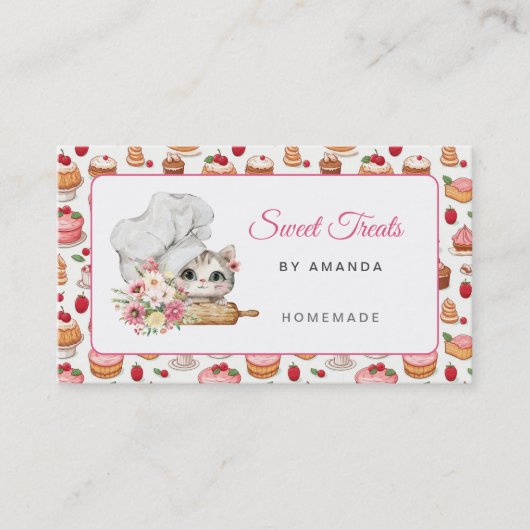 Sweet Treats Bakery Chef Kitten Visitekaartje (Voorkant)