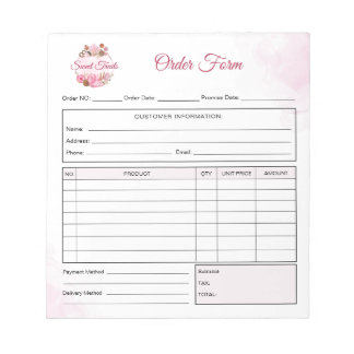 Sweet Treats Bakery Order Form Receipt Invoice Notitieblok