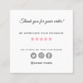 Sweet Treats bakkerij Dank u Vierkante Visitekaartje (Achterkant)