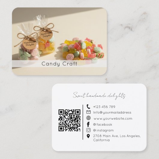 Sweet Treats Branding with QR Code Candy Visitekaartje (Voorkant / Achterkant)