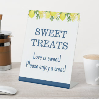 Sweet Treats Lemon Bridal Shower Sign Reclamebord Met Voetstuk