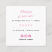 Sweet Treats Pink Dank je Vierkante Visitekaartje (Achterkant)