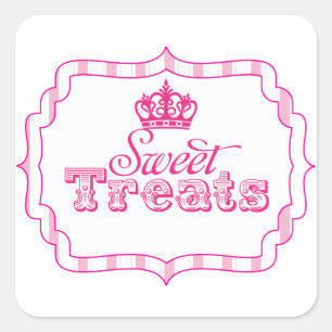 Sweet Treats Princess Party Favor Verjaardag Stick Vierkante Sticker