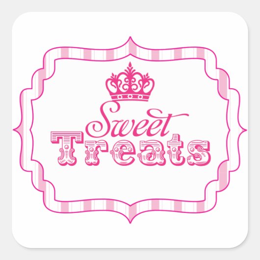 Sweet Treats Princess Party Favor Verjaardag Stick Vierkante Sticker (Voorkant)