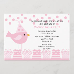 Sweet Trein Birdie Birthday Invitation Kaart