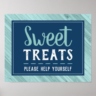 Sweet Trets Sign., Blue and Aqua Poster